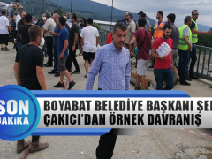 Boyabat Belediye Başkanı Şefik Çakıcıdan Sel Bölgesinde Örnek Davranış